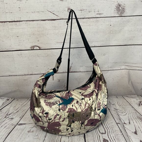 Lesportsac Hobo Bag Animal Print Bird Nature‎ Floral Multicolor Large - Picture 1 of 13